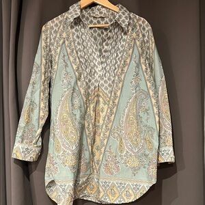 Soft Surroundings Multicolor Paisley Button Down Shirt